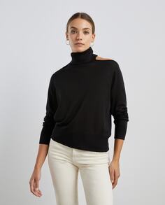Женский свитер с высоким воротником и вырезом Easy Wear, черный
