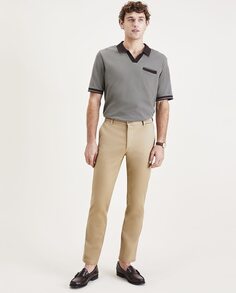 Мужские брюки-чиносы, приталенного кроя, бежевого цвета Dockers, бежевый