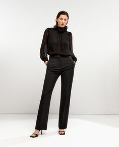 Женская блузка с круглым вырезом и цветочным вырезом El Corte Inglés, черный