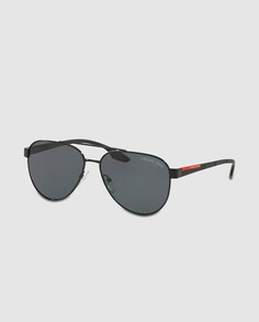 Черные солнцезащитные очки-авиаторы в металлическом корпусе Padra Prada, черный