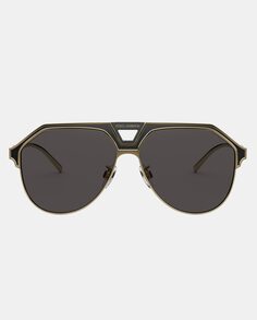 Мужские солнцезащитные очки-авиаторы из золотистого и черного металла с двойной перемычкой Dolce &amp; Gabbana, черный