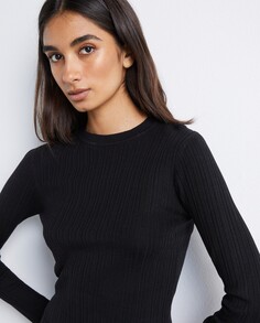 Женский свитер в рубчик с круглым вырезом Easy Wear, черный