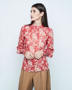 Женская блузка с принтом и длинными рукавами &amp; Me Unlimited, красный