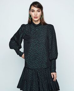 Женская блузка в горошек с длинными рукавами &amp; Me Unlimited, черный