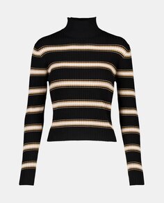 Женский полосатый свитер с высоким воротником Easy Wear, черный