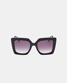 Черные женские солнцезащитные очки «кошачий глаз» с металлическими дужками Max Mara, черный