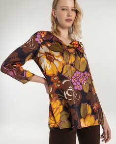 Женская блузка с цветочным принтом и французским рукавом Naulover, мультиколор