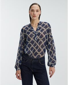 Женская блузка с длинным рукавом и принтом Andam, синий