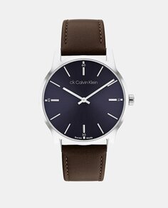 Швейцарские мужские часы 25000017 из коричневой кожи Calvin Klein, коричневый