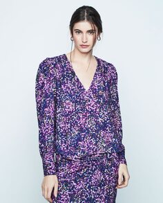 Женская блузка с принтом и V-образным вырезом &amp; Me Unlimited, фиолетовый