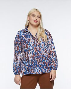 Женская блузка с длинным рукавом и пятнистым принтом Fiorella Rubino, синий