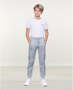 Спортивные штаны в контрастную полоску для мальчика с кулиской Spagnolo, серый