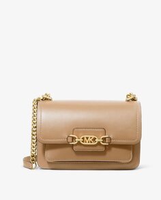 Бежевая кожаная сумка через плечо Heather Michael Michael Kors, бежевый