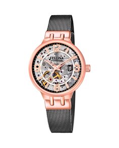 F20581/3 Автоматические женские часы Skeleton из черной стали Festina, черный