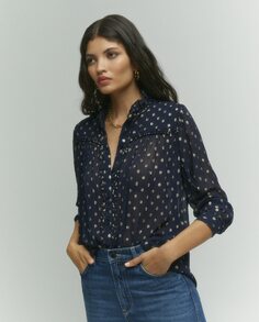 Блуза с длинными рукавами в горошек Tintoretto, темно-синий