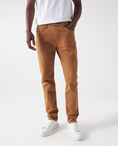 Узкие мужские джинсы светло-бежевого цвета Salsa Jeans, коричневый