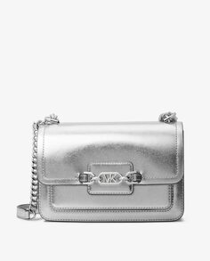 Кожаная сумка через плечо Heather серебристого цвета Michael Michael Kors, серебро