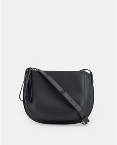 Женская сумка на плечо из яловой кожи черного цвета на молнии Adolfo Dominguez, черный
