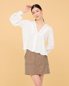 Женская блузка с V-образным вырезом белого цвета Nud, белый