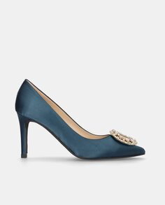 Женские туфли из атласа океанского синего цвета с застежкой Mascaró