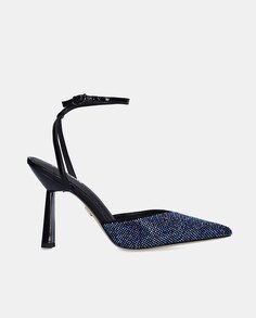 Женские туфли-лодочки Brescia с острым носком, украшенным стразами, и лакированным каблуком-воронкой Lola Cruz, темно-синий
