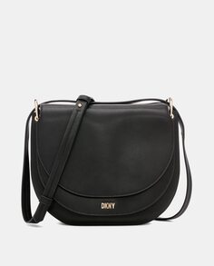 Черная кожаная сумка через плечо Gramercy с клапаном среднего размера DKNY, черный