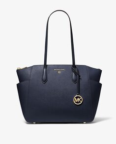 Темно-синяя кожаная сумка через плечо Marilyn Michael Michael Kors, синий