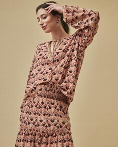 Женская блузка с длинными рукавами и вышивкой NKN Nekane, розовый
