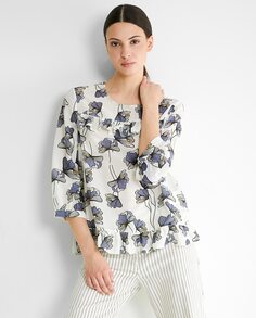 Женская блузка с французским рукавом и цветами Trucco, белый