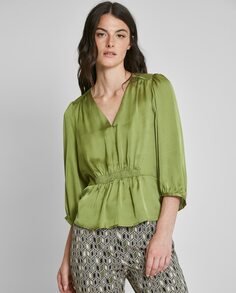 Женская блузка с расклешенным низом и V-образным вырезом Trucco, зеленый