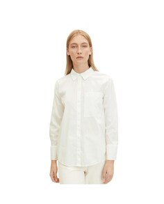 Женская блузка с длинными рукавами однотонного цвета Tom Tailor, белый