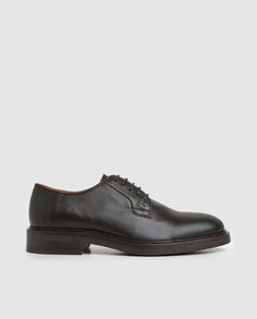 Мужские темно-коричневые кожаные туфли на шнуровке Hackett, темно коричневый