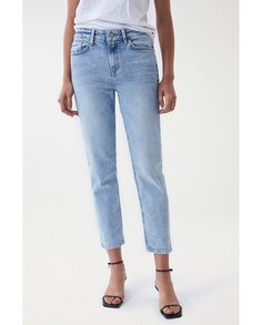 Женские укороченные прямые джинсы с высокой посадкой Salsa Jeans, светло-синий