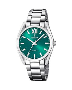 F20622/C Женские часы Boyfriend из стали с зеленым циферблатом Festina, серебро