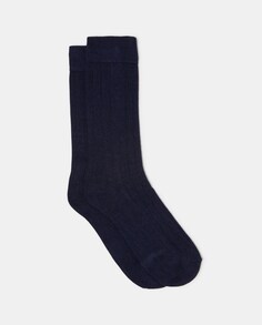 Темно-синие однотонные короткие мужские носки в рубчик Emidio Tucci, темно-синий