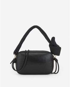Женская мини-сумка через плечо багет из черной кожи Adolfo Dominguez, черный