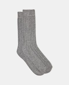Средне-серые однотонные короткие мужские носки в рубчик Emidio Tucci