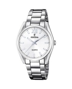 F20622/1 Женские часы Boyfriend Alegria из стали с белым циферблатом Festina, серебро