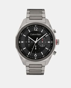 CK Force 25200267 Серые стальные мужские часы с хронографом Calvin Klein, серый