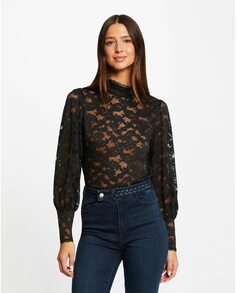 Женская кружевная блузка с длинными рукавами Morgan, черный