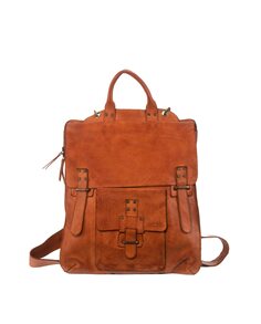 Кожаная сумка через плечо унисекс, трансформируемая в коричневый рюкзак Stamp, светло-коричневый