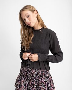 Женская блузка с круглым вырезом и длинными рукавами Noon, серый
