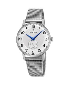 F20568/1 Мужские часы в стиле ретро со стальным и серебряным циферблатом Festina, серебро