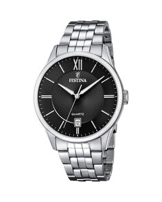 Мужские часы F20425/3 Acero Classic из стали и черного циферблата Festina, серебро