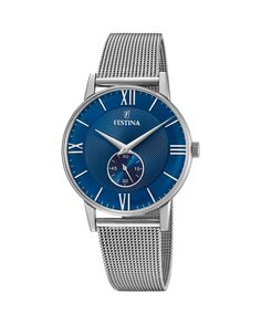 F20568/3 Мужские часы в стиле ретро со стальным и синим циферблатом Festina, серебро
