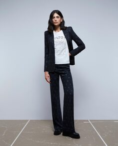 Женские прямые брюки с кругами и деталями из металлизированной нити Scalpers, серый