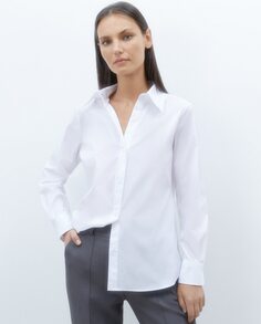Блузка из поплина с длинными рукавами El Corte Inglés, белый
