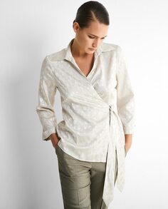 Женская блузка с длинными рукавами и анималистическим принтом Trucco, белый