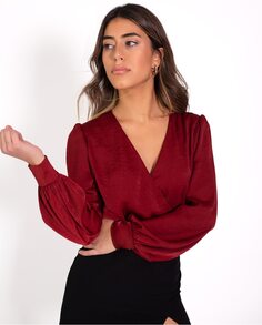 Женская блузка с атласным запахом The-Are, красный