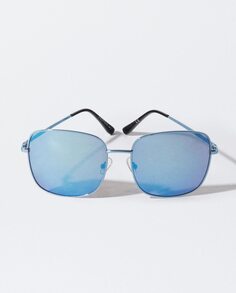 Женские солнцезащитные очки Parfois с защитой от ультрафиолета из нержавеющей стали квадратной формы синего цвета Parfois, синий
